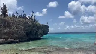 Cliff Jumping with Gee in the Washington Park at Bonaire
