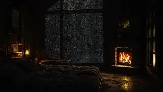 Soothing Rain on the Window | Crackling Fireplace Sounds for Calm Sleep and Inner Peace