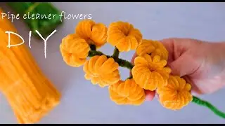 🟠 Flori din s&acirc;rmă plușată pipe cleaner flowers DIY Handmade  pipe cleaner flowers