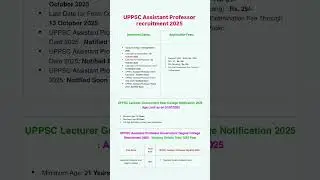 UPPSC assistant professor vacancy 2025/ uppsc assistant professor recruitment 2025