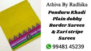 Ponduru Khadi Plain dobby Border Sarees & Zari stripe sarees #pondurukhadi #ponduru #khadi  #viral 