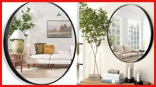 NeuType Round Mirror 32inch Circle Mirror Metal Framed Wall Mirror Large