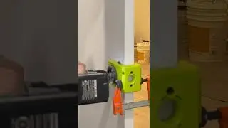 Installing door hardware: drilling with Ryobi jig #woodworking #shorts