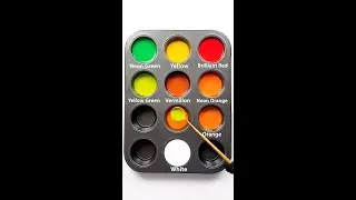 Color Recipes From Just Neon Green, Yellow, Brilliant Red and White #colors #asmr #satisfying 