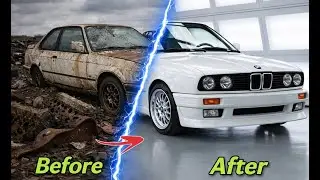 #videos  Abandoned BMW E30 Restoration 😱 | Rusted Junkyard Car Turned Showroom Classic #bmwcar