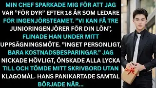 Minchefavskedademigförattjagvarfördyrefter18årsomledareför ingenjörsavdelningenhanspanikslagnasamtal