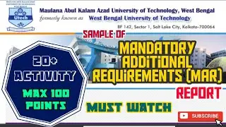MAR Activity || Mandatory Additional Requirements Report || How to get mar point || Sample of MAR 🥰🥰