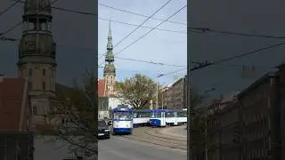 Tatra T3A trams at Stone bridge (Akmens tilts) in Riga 🇱🇻
