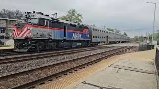 Metra Trains Arriving (2 trains) - MTEX 87 & MTEX 176 - College Ave, Wheaton IL - 5/2/2025