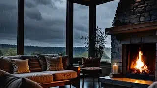 Cozy Fireplace with Rain 🌧️🔥 | 4 Hours of Relaxing Fire Sounds for Sleep & TV (No Music)