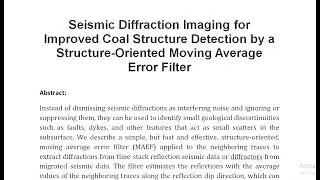 Seismic Diffraction Imaging for Improved Coal Structure Detection by a Structure Oriented Moving Ave
