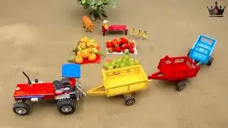 Diy tractor on asphalt road and bridge.