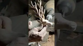 A Talented Man Making amazing Deer Wooden Sculpture #shorts #youtubeshorts