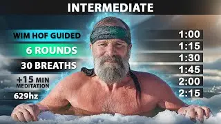 Intermediate Wim Hof Guided Breathing | 6 Rounds - 30 Breaths | 15 min Meditation | 629hz