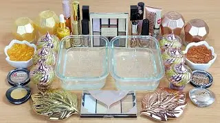 GOLD vs Rose GOLD SLIME Mixing makeup and glitter into Clear Slime Satisfying Slime Videos