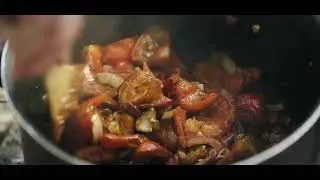 4K Food Footage | Saucy vegetables stirred in pot | Free Stock Video Footage [ No Copyright ]