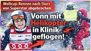 Weltcup-Rennen nach Sturz von Superstar abgebrochen:Vonn mit Helikopter in Klinik geflogen!