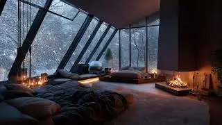Snowy Night Comfort ❄️ Warm Fireplace Ambience for Deep Sleep 😴