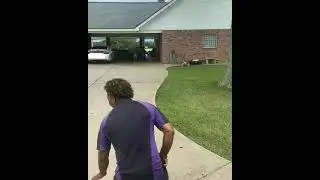 FedEx driver being chased by a Jack Russell Terrier.