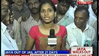 AIADMK chief Jayalalithaa receives grand welcome in Chennai