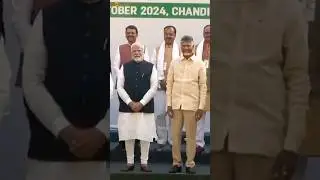 PM Modi and AP CM Chandrababu pose for pictures at NDA meeting #shorts