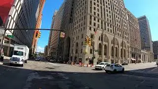 Covid-19 Times - Driving Detroit - Urban Architecture - Washington - Hudson's Cadillac Sq - Mask Up