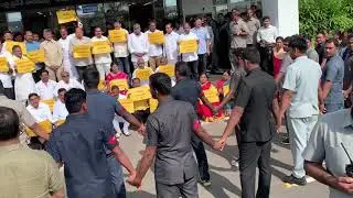 TDP MLAs and MLCs Protests at AP Assembly Premises in Presence of Chandrababu Naidu