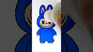 💙 Coloring Blue Fluffy Toy 😻✨ DIY Easy Glitter Art #labubu #glitter
