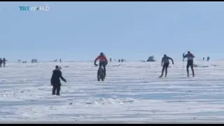 Extreme Russian Race: Endurance race on frozen lake in Siberia