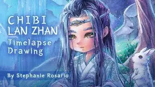 Drawing Chibi Lan Zhan (Digital Sketch and Traditional process) Timelapse