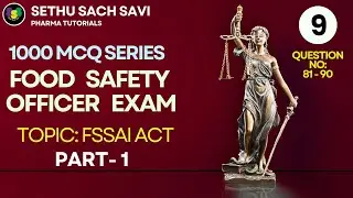 FOOD SAFETY OFFICER (FSO) Exam 1000 MCQ series: 9 (Question No: 81 to 90): FSSAI ACT Part 1