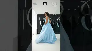 Ice Blue, Square Neck, Sequin Prom Ball Gown with Pockets