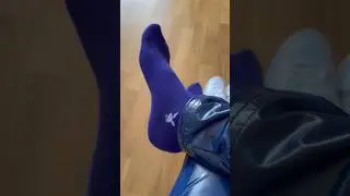 Adidas Ivy Park Girl Latex Pant blue with violet socks for Nike Air Max 90