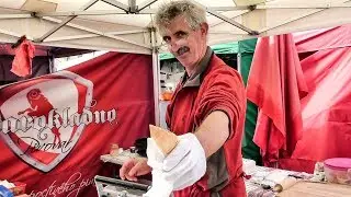 Thin Wafers From Slovakia Tasted in Prague, Czech Republic. Street Food