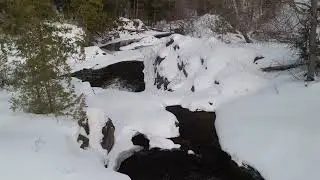 Winter Creek Rapids - Snow Covered Forest River Flow