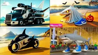 SHARK BUS 🆚 POLICE CAR 🆚 AMBULANCE 🔥 CRAZY BRAINROT - Tiles Hop EDM Tush!#viral #coffindance#cartoon