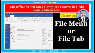 002| how to use file menu in Microsoft word 2019 in Urdu/Hindi| file tab in MS Word 2019| class-002
