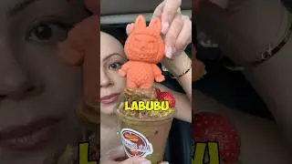 She Tried Labubu Dubai Strawberry Chocolate Shake For The First Time #shorts