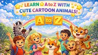 🌈 Learn A to Z with Cartoon Animals ! Fun, Music, Colors, Learning. Perfect video for kids & parents