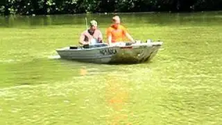 Kawasaki Jet Ski motor on jon boat on Gasconade River
