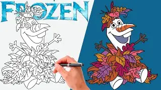 How To Draw OLAF in FALL LEAVES from FROZEN | SUPER EASY DISNEY DRAWING
