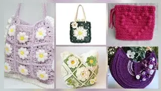 Handmade Crochet Knit Daisy Afghan Shoulder Bag, Purse Collection For Women 2024