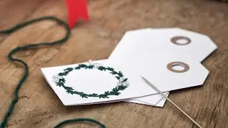 Embroidery on manila tag - DIY by S&oslash;strene Grene