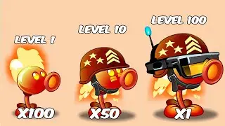 Every Peashooter Plants level 1 x100 vs level max x50 vs level 100 x1 Vs Zombie level 7 - PvZ 2