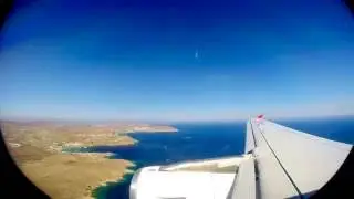 Atlasglobal Airbus A320-232 Landing to Mykonos Island National Airport Go Pro