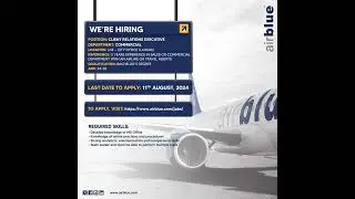 Air blue is hiring | Apply now | Job seekers | New Opportunities #airblue #clientrelationships