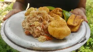 Fried dumplings with cornbeef and cabbage : Jamaican Breakfast| Outdoor cooking