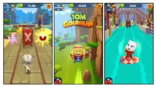 Talking Tom Gold Run Lost City vs Flying World vs Venice Canals Android Gameplay