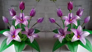 Cara membuat bunga lilly dari kain stoking/how to make lily flowers from stockings