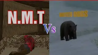Wilfcraft game play in winter forest with wolf and family